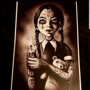 Too Fast Wednesday Addams Witch Gothic Girl 11"x17" Tattoo Art Lithograph Print
